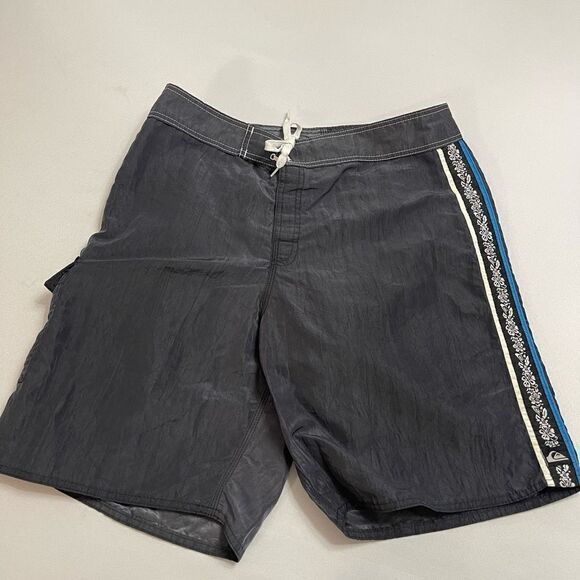 Quiksilver Dark Grey VTG Swim Trunks Size 34 - Picture 2 of 10